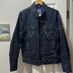 G-Star Raw Waxed Denim Motor jacket, size (M)edium, color: Mezzarine blue